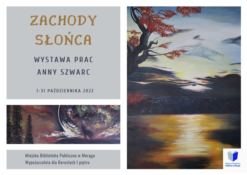 Plakat wystawy prac malarskich Anny Szwarc "Zachody słońca"