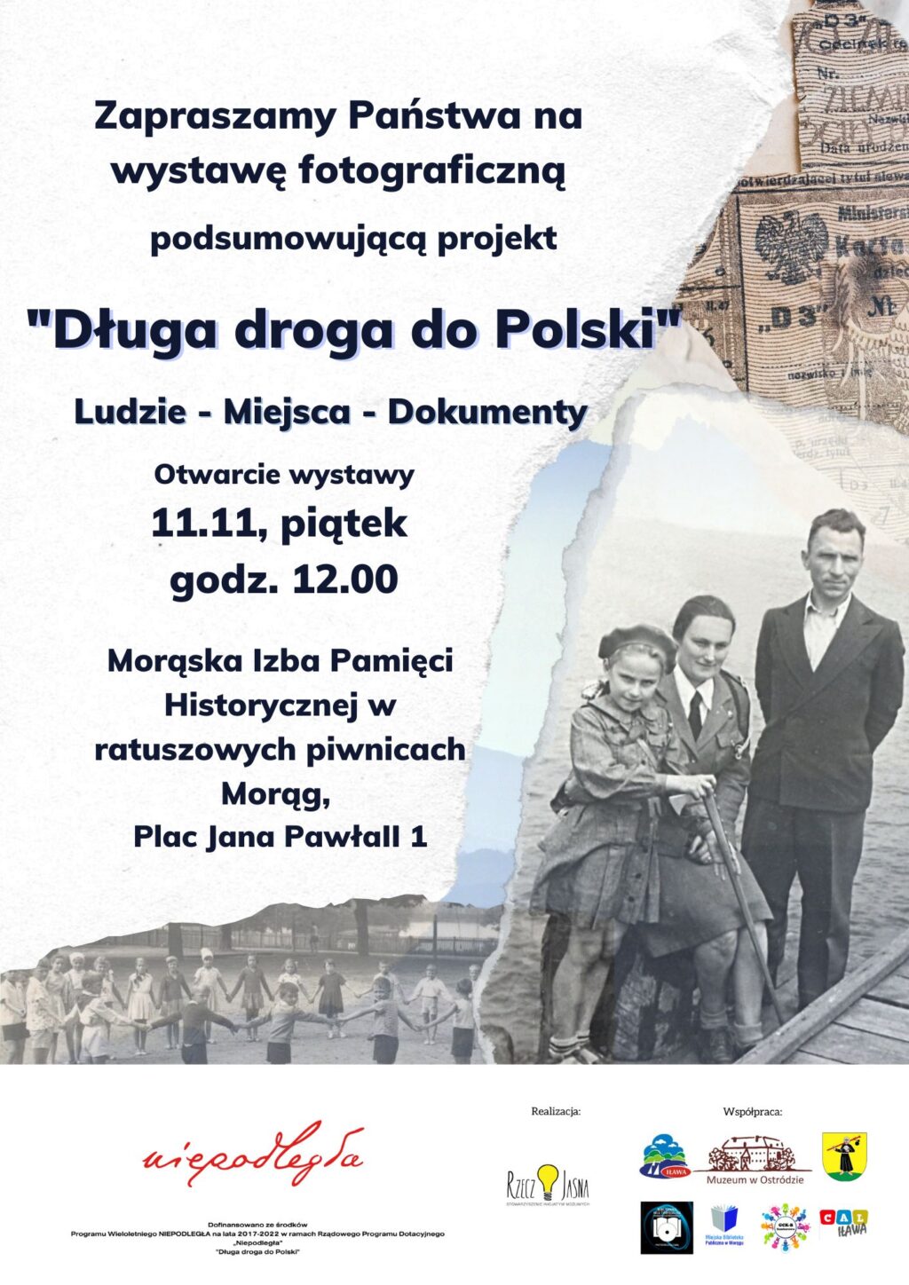 Plakat promocyjny z informacjami dot. wystawy "Długa droga do Polski"